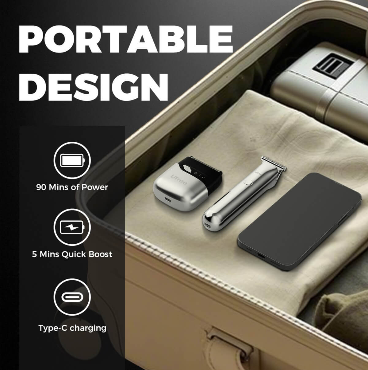 Ufree Beard Trimmer Foil Shaver Travel Set - AMU-6216-Q311-SF