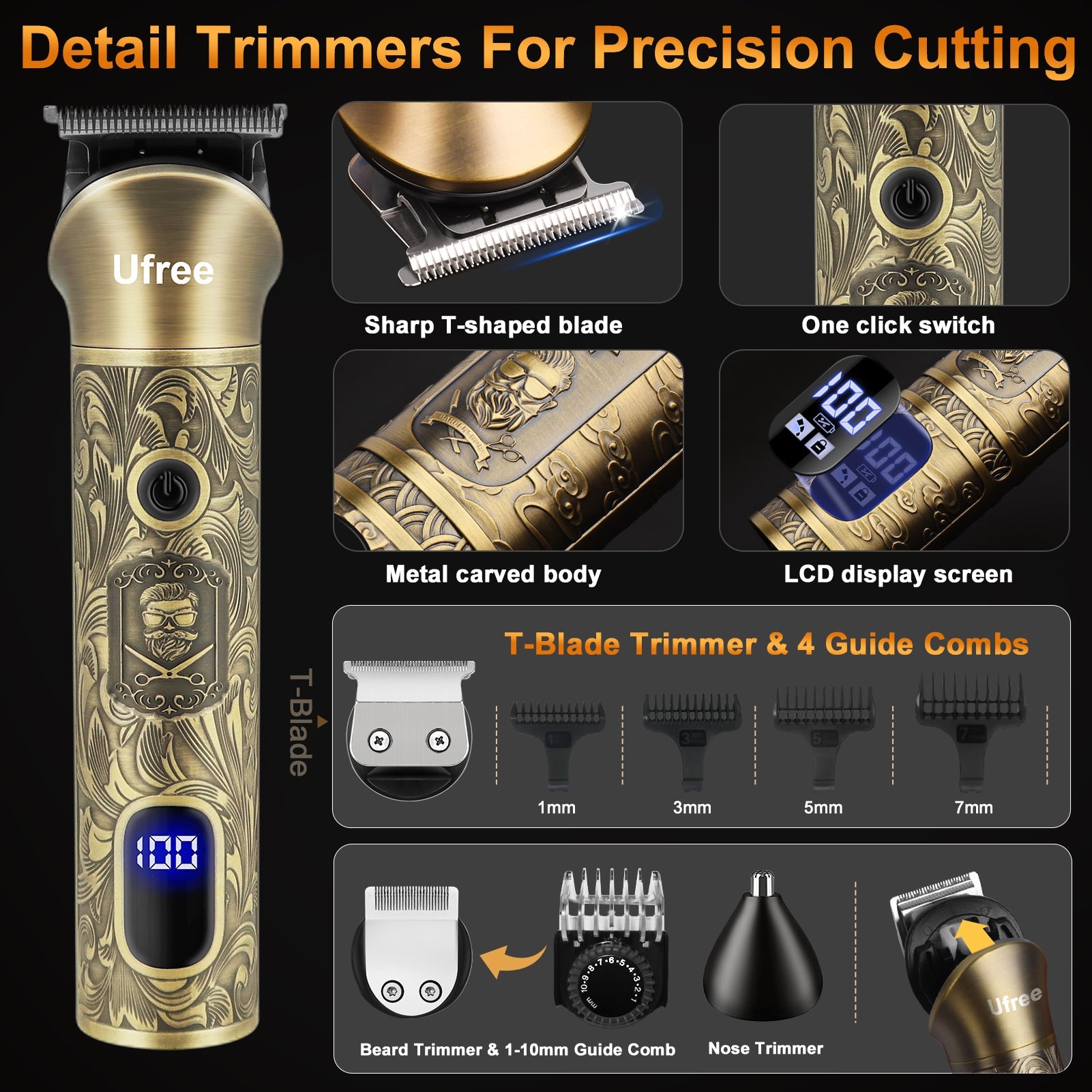 Ufree 3 - in - 1 Beard Trimmer Hair Clipper Set - AMU-2116-Q321-SF