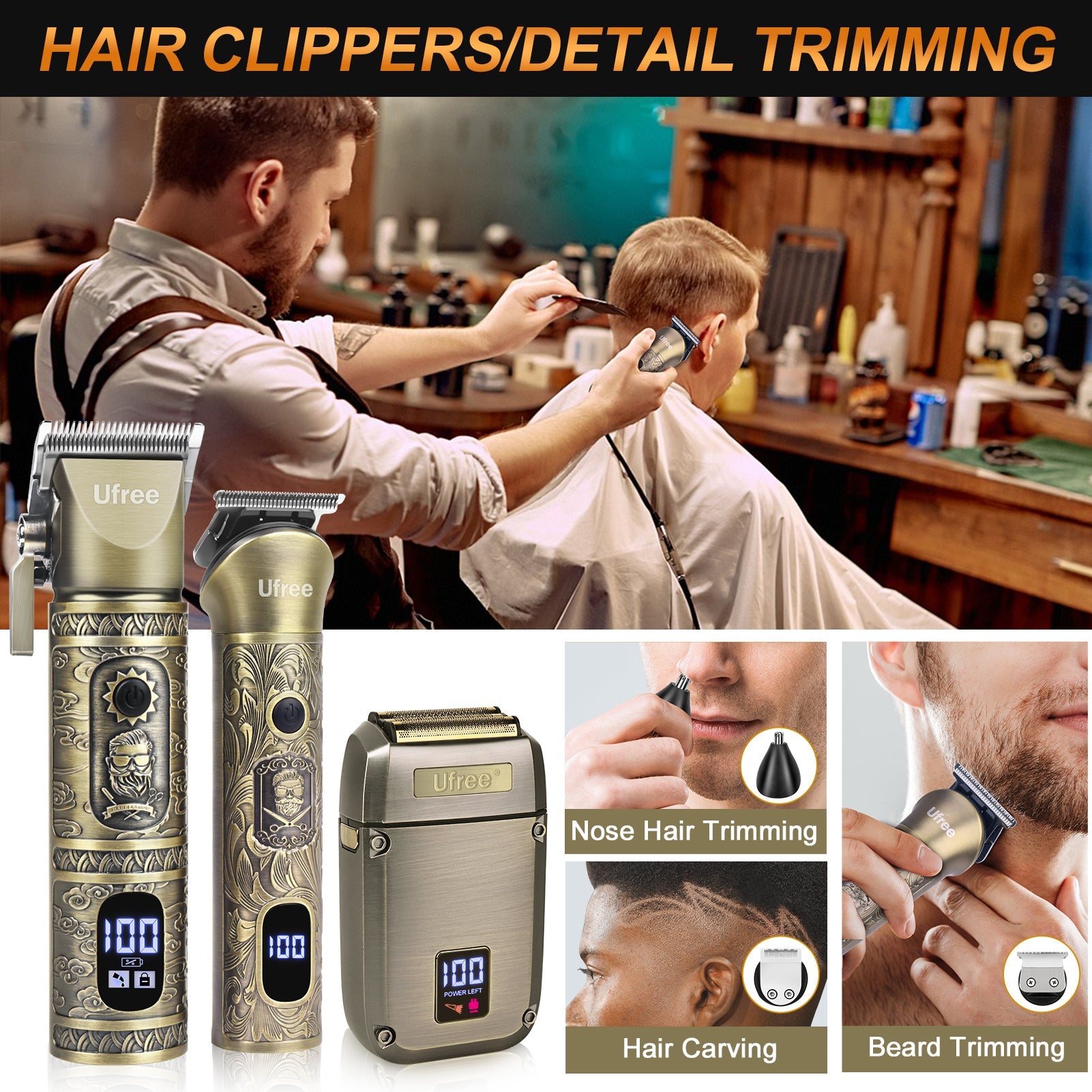 Ufree 3 - in - 1 Beard Trimmer Hair Clipper Set - AMU-2116-Q321-SF