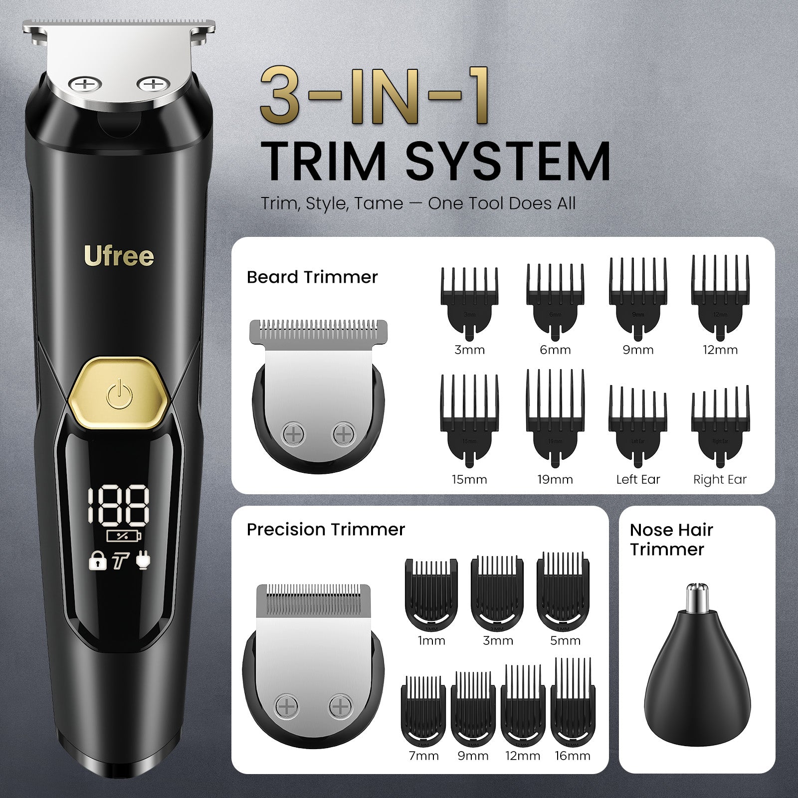 Ufree 3 - in - 1 Beard Trimmer Kit - AMU-2228-Q321-SF