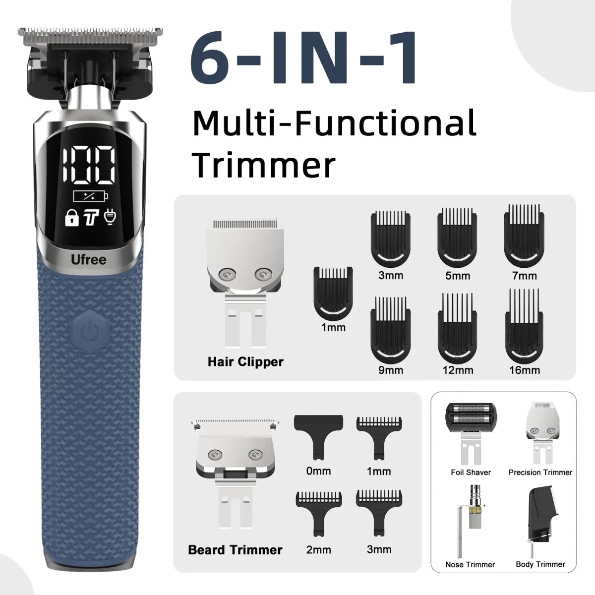 Ufree 6 - in - 1 Professional Beard Trimmer for Men - AMU-2256-Q311-SF