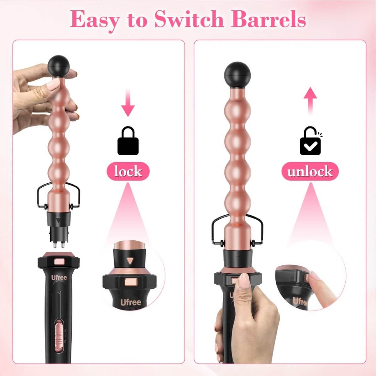 Ufree 7 - in - 1 Curling Iron Set with Thermal Brush - AMU-3166S-M311-SF