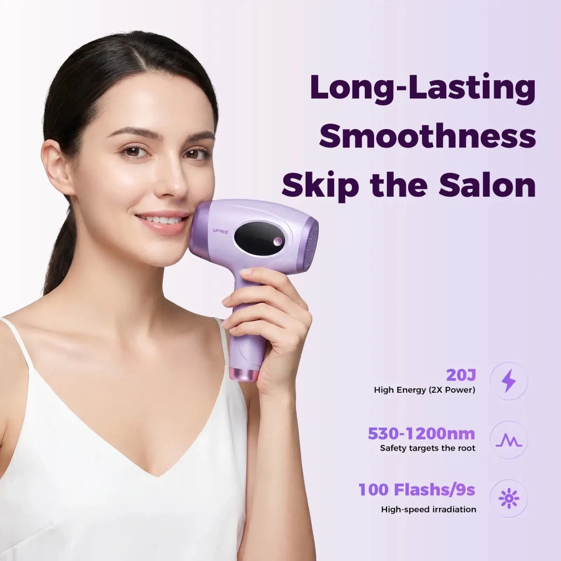 Ufree At-Home IPL Laser Hair Removal Device - Permanent Painless Hair Remover for Face, Bikini Line, Legs, Underarms - 990,000 Flashes - DTCUF-S106004