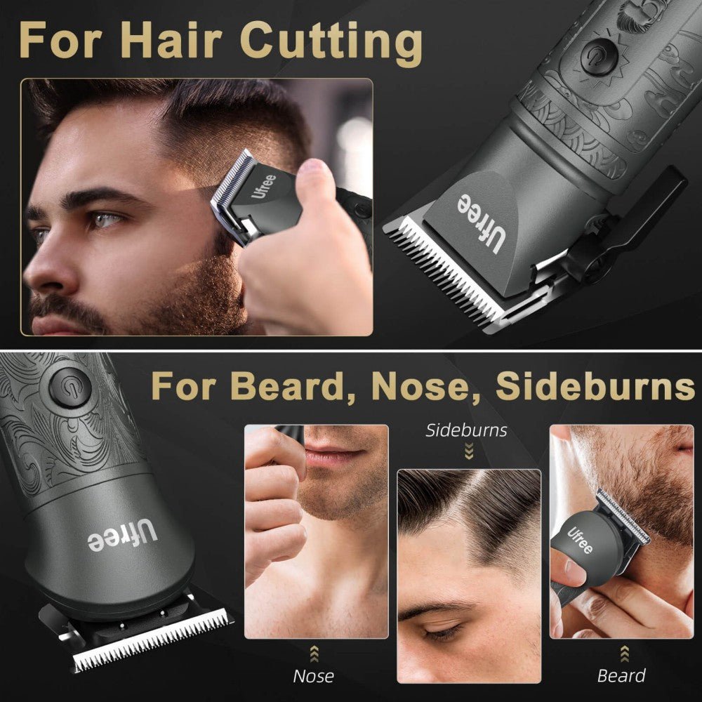 Ufree Barber Clippers and Trimmers Set Cordless Mens Grooming Kit for Nose, Ear, Face, Hair, - AMU-2226-Q321-SF