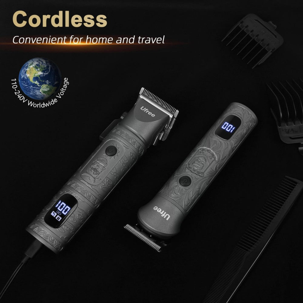 Ufree Barber Clippers and Trimmers Set Cordless Mens Grooming Kit for Nose, Ear, Face, Hair, - AMU-2226-Q321-SF
