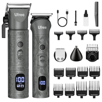 Ufree Barber Clippers and Trimmers Set Cordless Mens Grooming Kit for Nose, Ear, Face, Hair, - AMU-2226-Q321-SF
