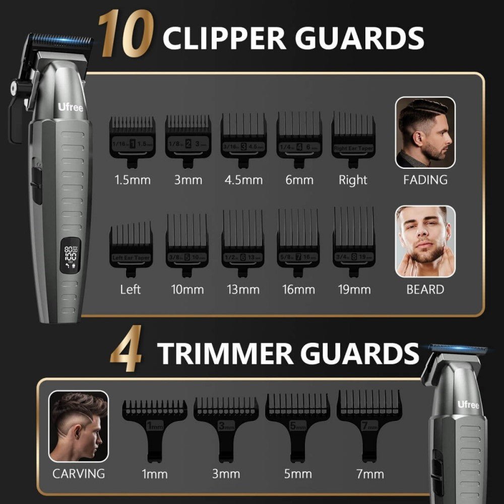 Ufree Cordless Barber Clippers and Trimmers Set for Hair Cutting and Grooming - AMU-6218-Q311-SF