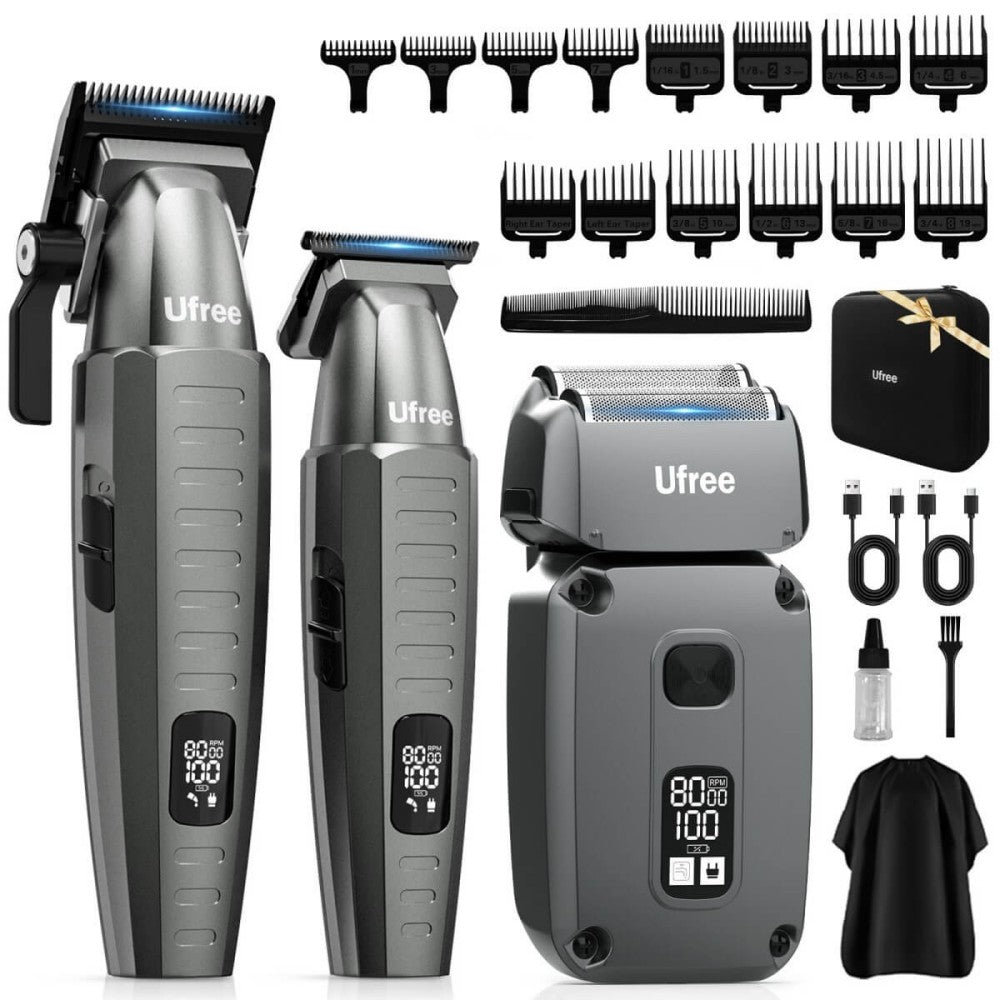Ufree Cordless Barber Clippers and Trimmers Set for Hair Cutting and Grooming - AMU-6218-Q311-SF