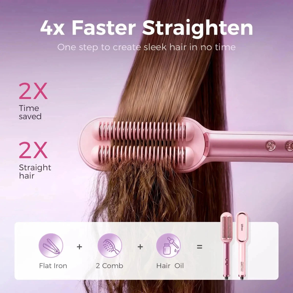 Ufree Double - Row Negative Ions Hair Straightener Brush - DTCUF-S106001
